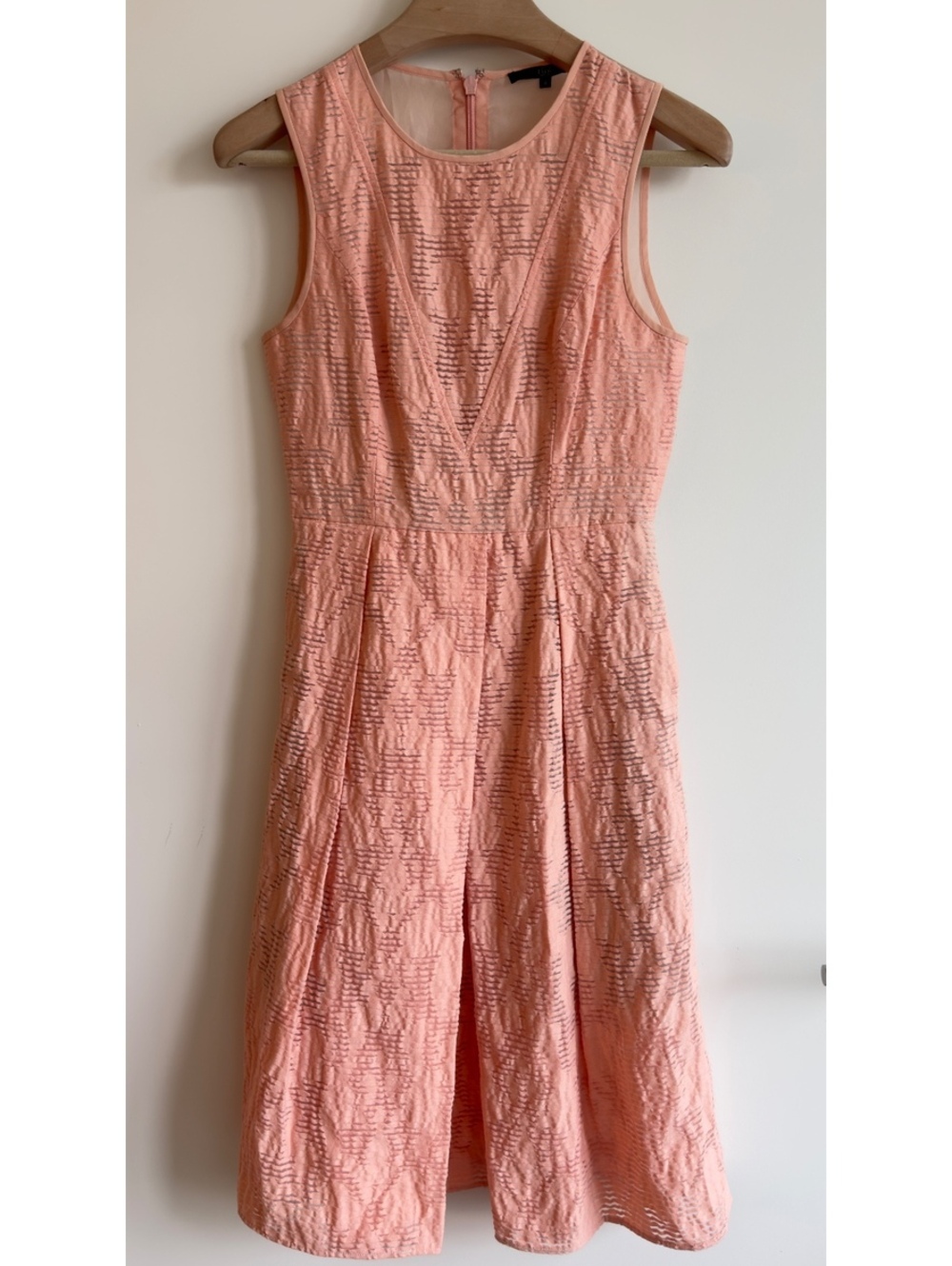 Tibi Sleeveless Fit and Flare Dress Silk Combo Peach Size 4